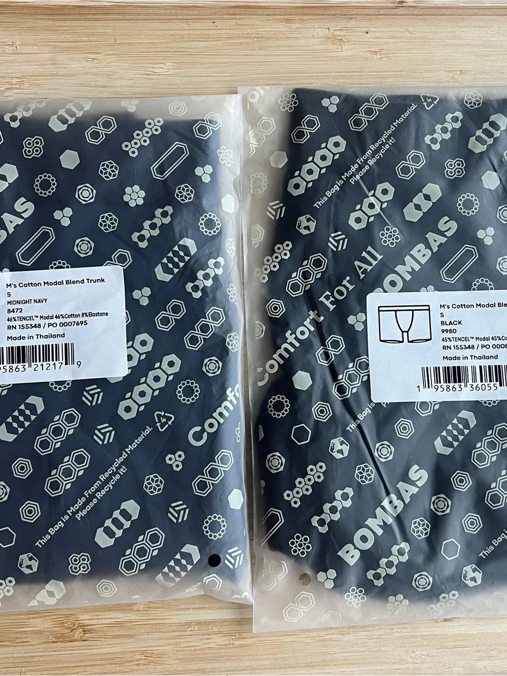 2 Bombas Men's Boxer Cotton Modal - Black/Midnight - Size Small